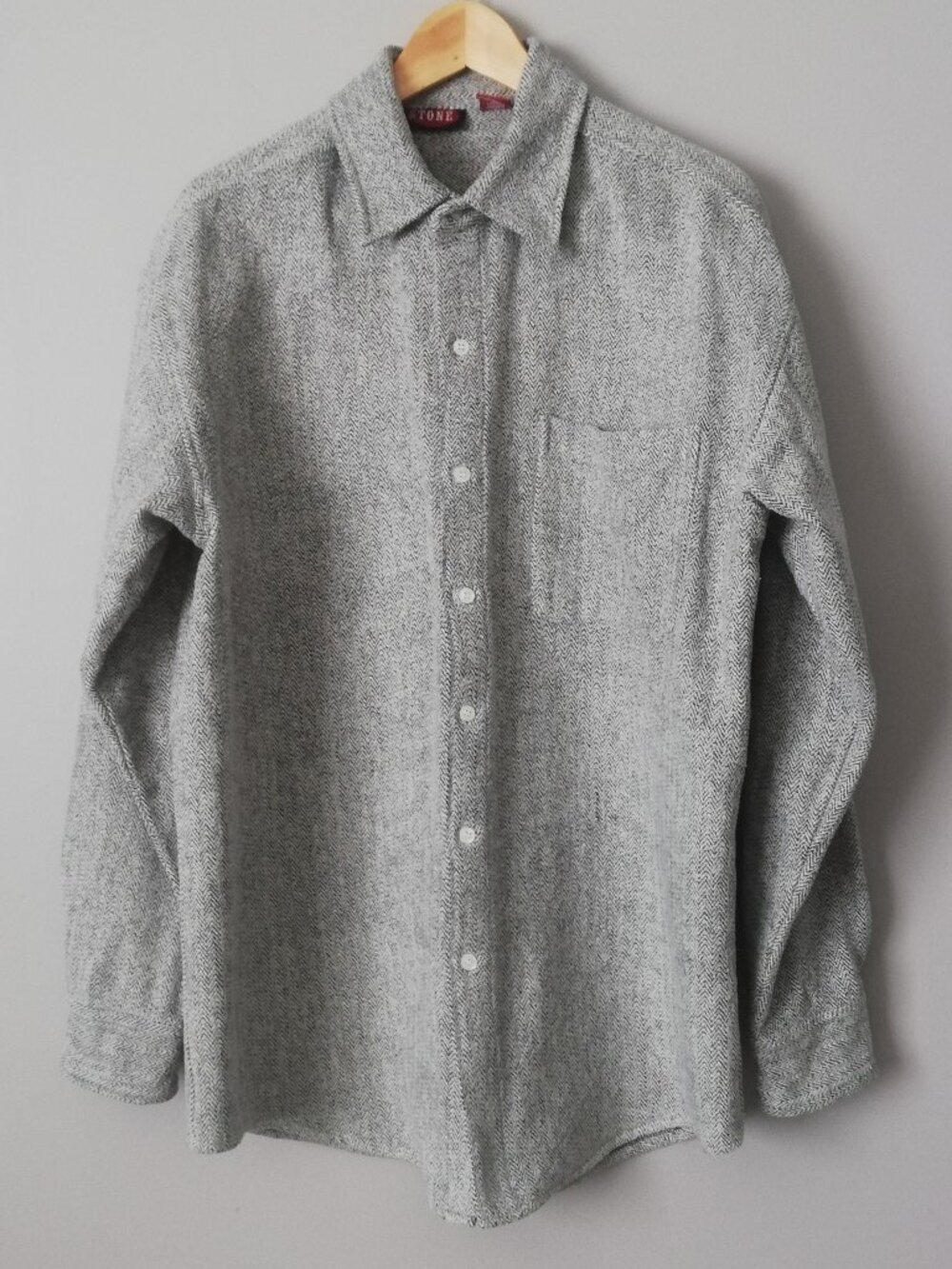 STONE Grey 100% Cotton Oversized Button Down Shirt Free Size